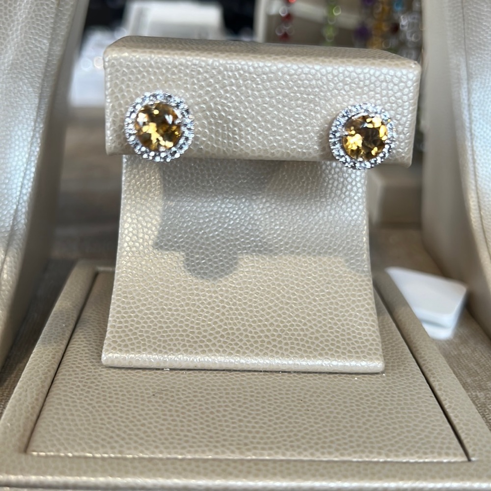 Sterling Silver Citrine with White Sapphire earrings